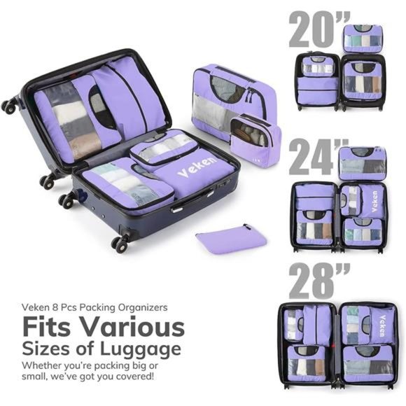8Pcs Packing Cubes for Suitcases Organizer Bags Set for Travel Essentials Bags - Picture 6 of 7